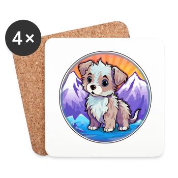 Bleu de Gascogne Petit Dog Rasse Cartoon Kawaii Wa - Untersetzer (4er-Set) - Weiß - Vorne