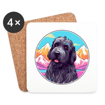 Terrier Russe Noir Race De Chien Cartoon Kawaii Wat - Dessous de verre (lot de 4) - blanc - Devant