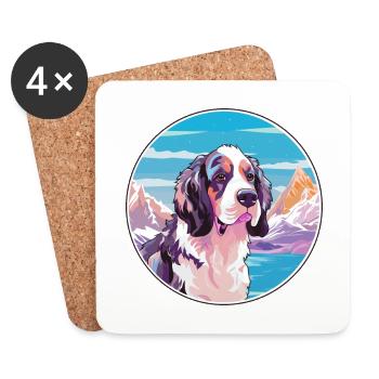 Braque Francais Dog Breed Cartoon Kawaii Watercolo - Coasters (set of 4) - white - Front