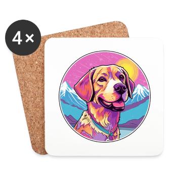 Braque Saint Germain chien race dessin animé kawaii Wate - Dessous de verre (lot de 4) - blanc - Devant