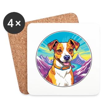 Terrier brésilien race de chien dessin animé kawaii Waterco - Dessous de verre (lot de 4) - blanc - Devant