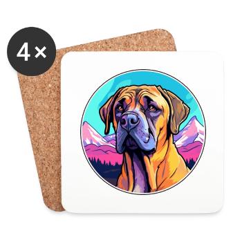 Boerboel Hunderasse Karikatur Kawaii Aquarell - Untersetzer (4er-Set) - Weiß - Vorne