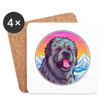 Bouvier Des Flandres Race De Chien Cartoon Kawaii Wate - Dessous de verre (lot de 4) - blanc - Devant