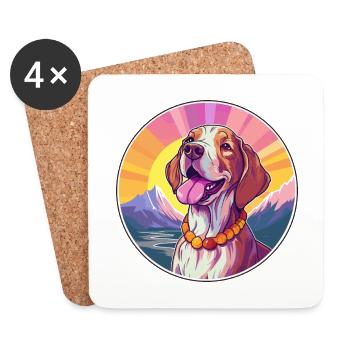 Bracco Italiano race de chien dessin animé kawaii Watercolo - Dessous de verre (lot de 4) - blanc - Devant
