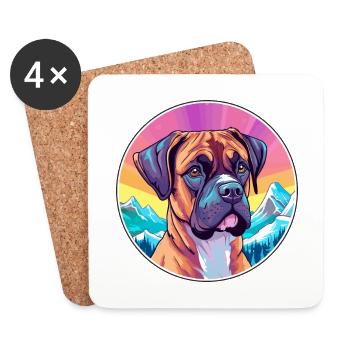 Deutsche Boxer Hund Rasse Cartoon Kawaii Aquarell - Untersetzer (4er-Set) - Weiß - Vorne