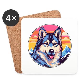 Tschechoslowakischer Wolfshund Hunderasse Karikatur Kawaii Wate - Untersetzer (4er-Set) - Weiß - Vorne