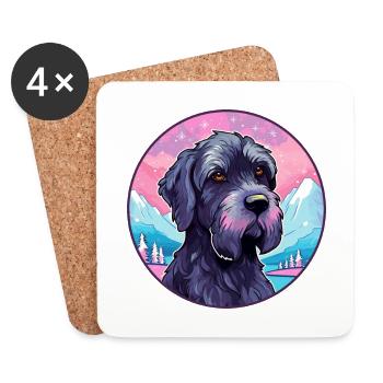 Giant Schnauzer Dog Breed Cartoon Kawaii Watercolo - Coasters (set of 4) - white - Front
