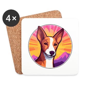 Ibizan Hound Hund Rasse Cartoon Kawaii Aquarell - Untersetzer (4er-Set) - Weiß - Vorne