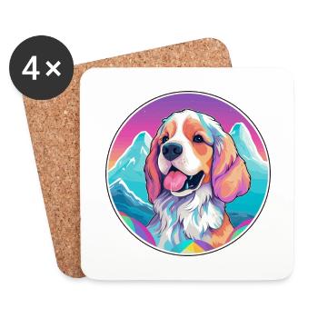 Cesky Fousek chien race dessin animé Kawaii aquarelle - Dessous de verre (lot de 4) - blanc - Devant