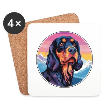 Gordon Setter chien race dessin animé Kawaii aquarelle - Dessous de verre (lot de 4) - blanc - Devant