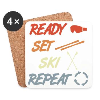 Ready Set Ski Repeat - Untersetzer (4er-Set) - Weiß - Vorne