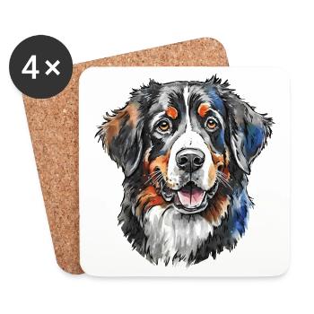 Bernese Mountain Dog Portrait - Coasters (set of 4) - white - Front