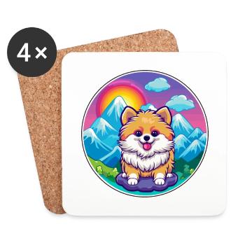Pomeranian Spitz Hunderasse Cartoon Kawaii Watercol - Untersetzer (4er-Set) - Weiß - Vorne