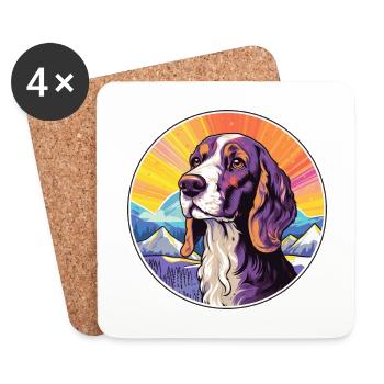 Posavac Hound Dog Breed Cartoon Kawaii Watercolor - Coasters (set of 4) - white - Front