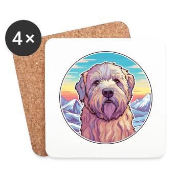 Weich beschichtete Wheaten Terrier Hunderasse Cartoon Kawa - Untersetzer (4er-Set) - Weiß - Vorne