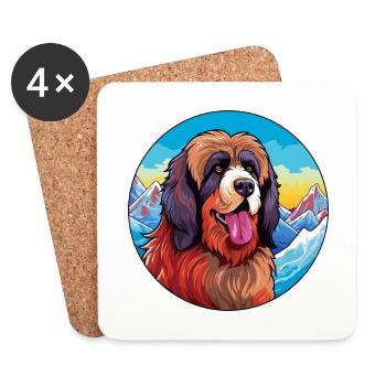 Tibetischer Mastiff Hunderasse Cartoon Kawaii Watercolo - Untersetzer (4er-Set) - Weiß - Vorne