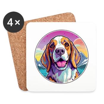 Lévrier de Transylvanie race de chien dessin animé Kawaii eau - Dessous de verre (lot de 4) - blanc - Devant
