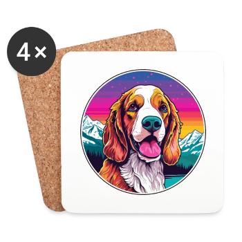 Welsh Springer Spaniel chien race Cartoon Kawaii Wa - Dessous de verre (lot de 4) - blanc - Devant