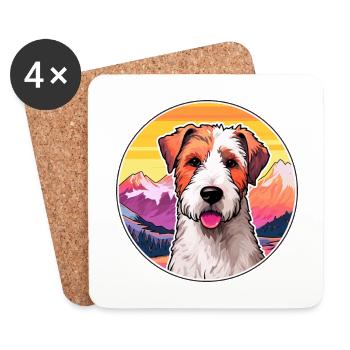 Fil Fox Terrier chien race Cartoon Kawaii Watercol - Dessous de verre (lot de 4) - blanc - Devant