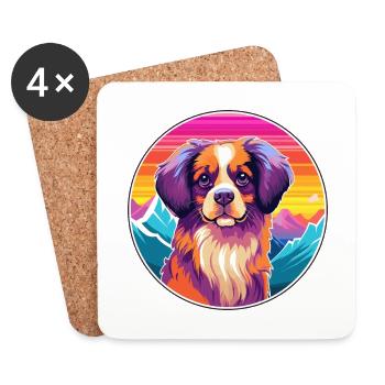 Tibetan Spaniel Hunderasse Cartoon Kawaii Watercolo - Untersetzer (4er-Set) - Weiß - Vorne