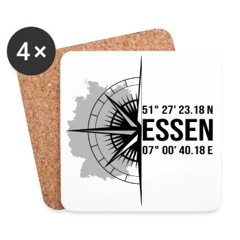 Koordinaten Essen - Untersetzer (4er-Set) - Weiß - Vorne