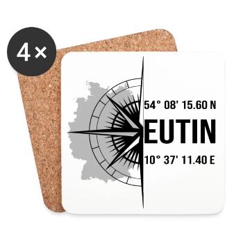 Koordinaten Eutin - Untersetzer (4er-Set) - Weiß - Vorne