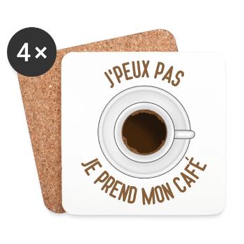 Je peux pas je prend mon café - Dessous de verre (lot de 4) - blanc - Devant