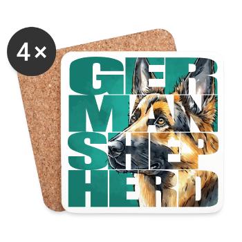 German Shepherd Portrait - Coasters (set of 4) - white - Front