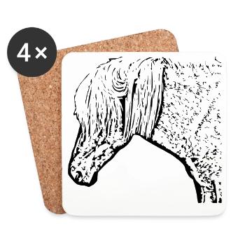 Horses T-shirt Gift Rider - Coasters (set of 4) - white - Front