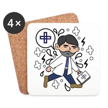Médecin Carrière Bourreau de travail Emploi Travail Profession Succès - Dessous de verre (lot de 4) - blanc - Devant