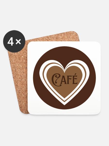 Coffee with Hearts - Coasters (set of 4) - white