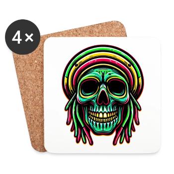 Reggae Crâne Décoration Figure Culture Rasta - Dessous de verre (lot de 4) - blanc - Devant