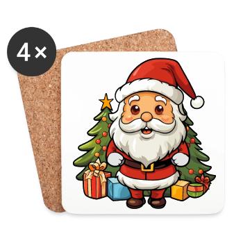 Cute Santa Claus with gifts - Coasters (set of 4) - white - Front