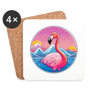 Flamingo Watercolor Cartoon Kawaii Pet Animal Colo - Coasters (set of 4) - white - Front