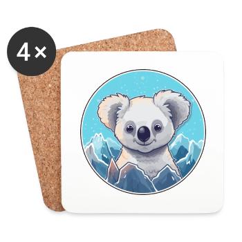 Koala Watercolor Cartoon Kawaii Pet Animal Colorfu - Coasters (set of 4) - white - Front