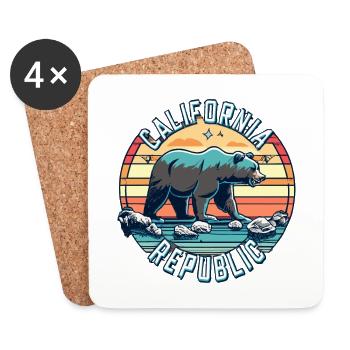 République de Californie Rétro - Dessous de verre (lot de 4) - blanc - Devant