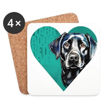 Labrador Retriever Portrait - Dessous de verre (lot de 4) - blanc - Devant