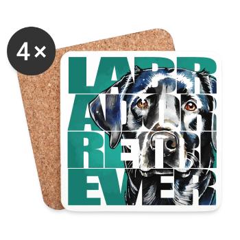 Labrador Retriever Portrait - Dessous de verre (lot de 4) - blanc - Devant