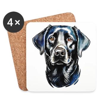 Labrador Retriever Portrait - Dessous de verre (lot de 4) - blanc - Devant