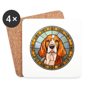 Artois Hound Dog Breed Stained Glass Colorful Wate - Coasters (set of 4) - white - Front