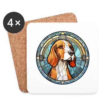 Austrian Brandlbracke Dog Breed Stained Glass Colo - Coasters (set of 4) - white - Front
