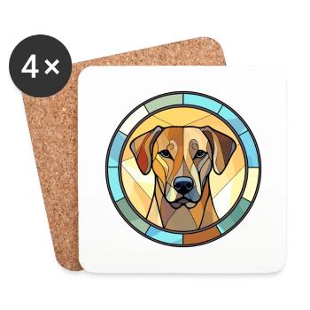 Black Mouth Cur Dog Breed Stained Glass Colorful W - Coasters (set of 4) - white - Front