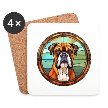 Bull Boxer Hund Rasse Buntes Glas Buntes Wasser - Untersetzer (4er-Set) - Weiß - Vorne