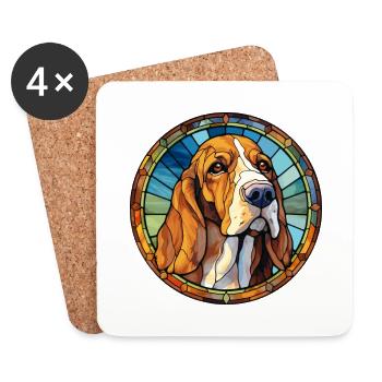 Bruno Jura Jagdhund Hunderasse Buntglas Bunt - Untersetzer (4er-Set) - Weiß - Vorne