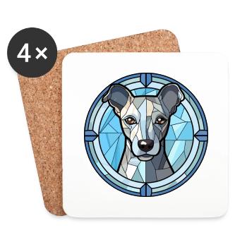 Blauer Paul Terrier Hunderasse Buntglas Bunt - Untersetzer (4er-Set) - Weiß - Vorne