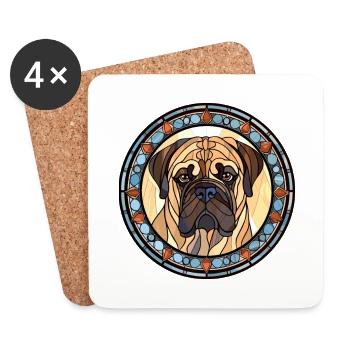 Bullmastiff Dog Breed Stained Glass Colorful Water - Coasters (set of 4) - white - Front