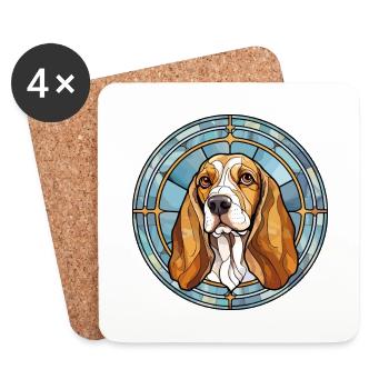 Canarian Warren Hound Dog Breed Stained Glass Colo - Coasters (set of 4) - white - Front