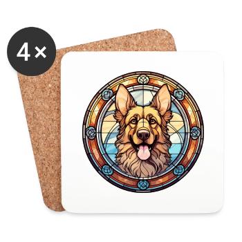 Drentse Patrijshond chien race vitrail Colorf - Dessous de verre (lot de 4) - blanc - Devant