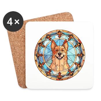 Drentsche Patrijshond Dog Breed Stained Glass Colo - Coasters (set of 4) - white - Front