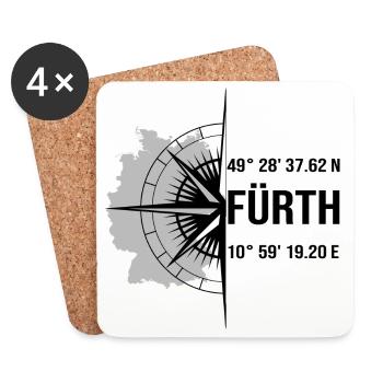 Koordinaten Fürth - Untersetzer (4er-Set) - Weiß - Vorne